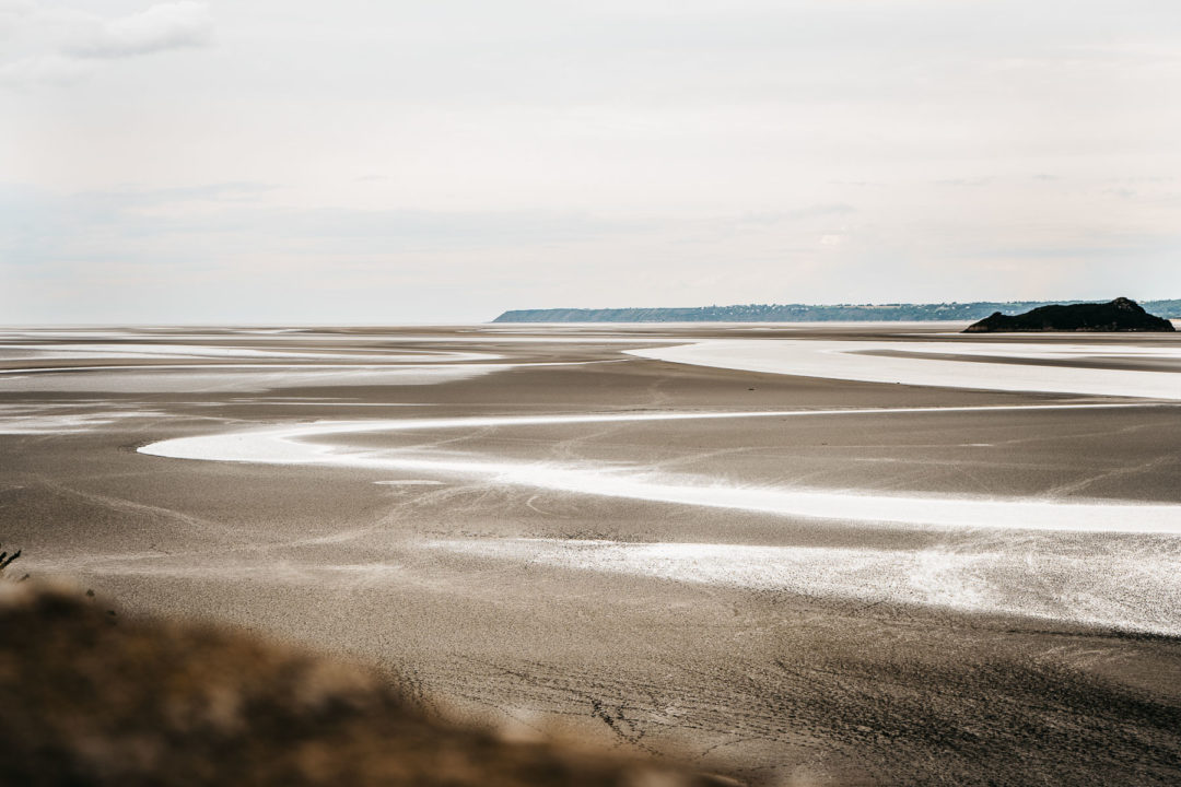 The landscape around Mont Saint-Michel before an incoming tide