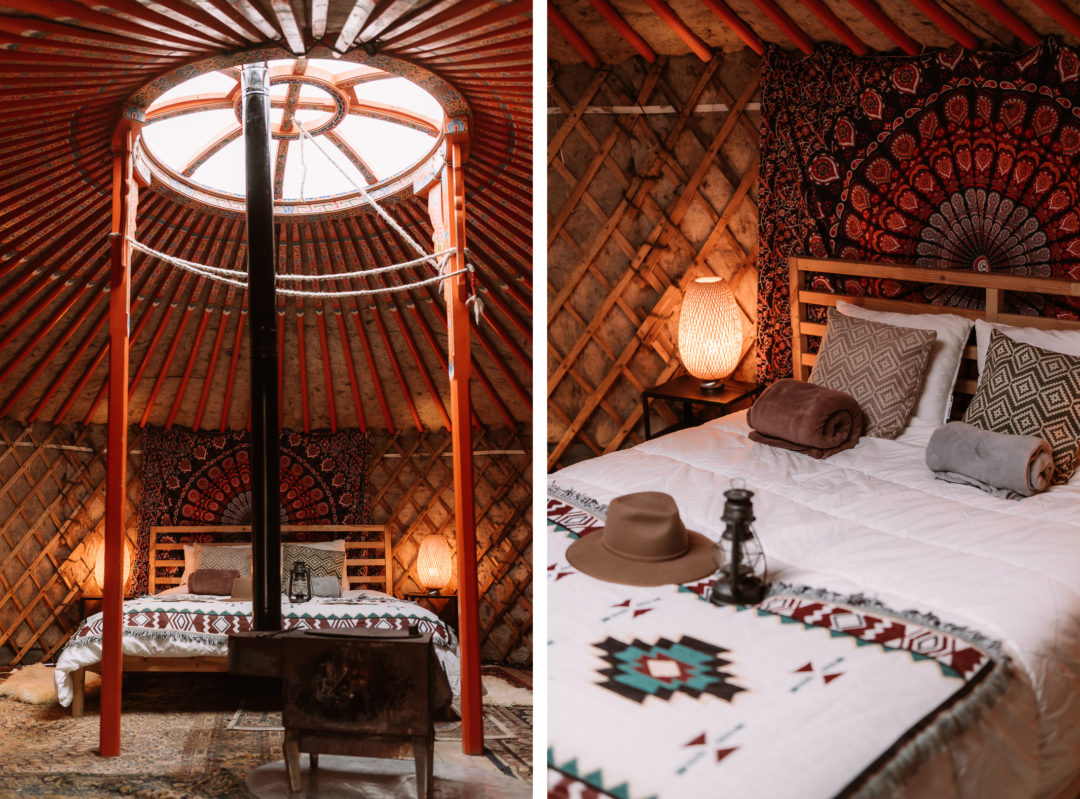 nomadsland camping in a yurt interior