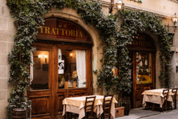 trattoria restaurant with a terrace and tables in florence