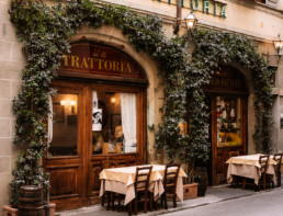 trattoria restaurant with a terrace and tables in florence