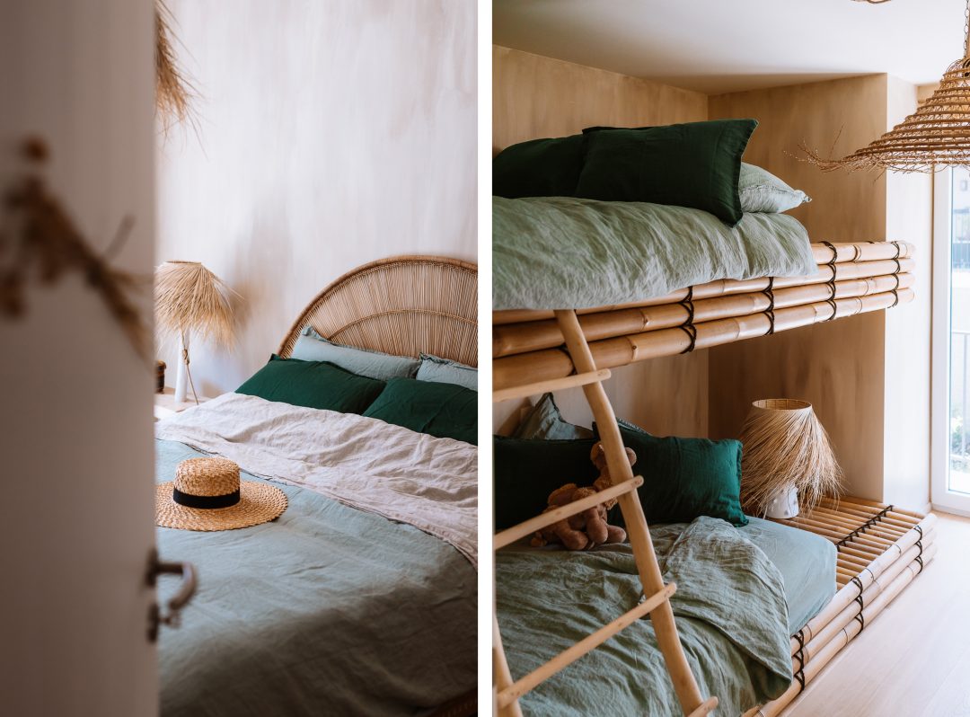 bedrooms at bohemian apartment in knokke-heist