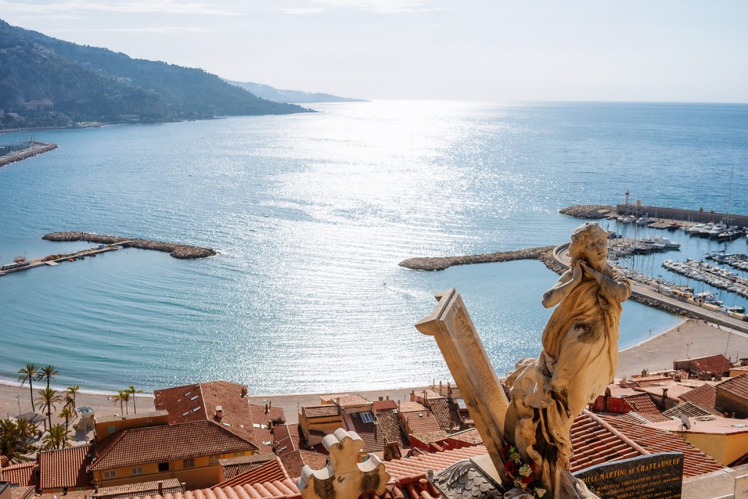 view of menton from the old chateau cemetery