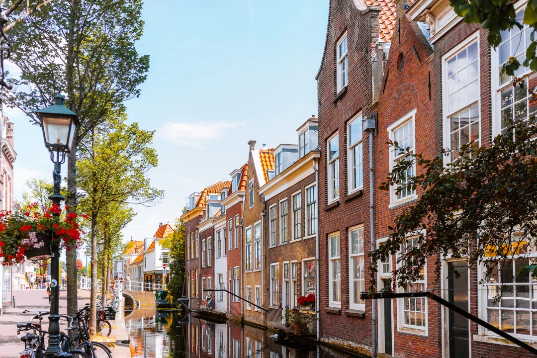 cute canal houses in delft