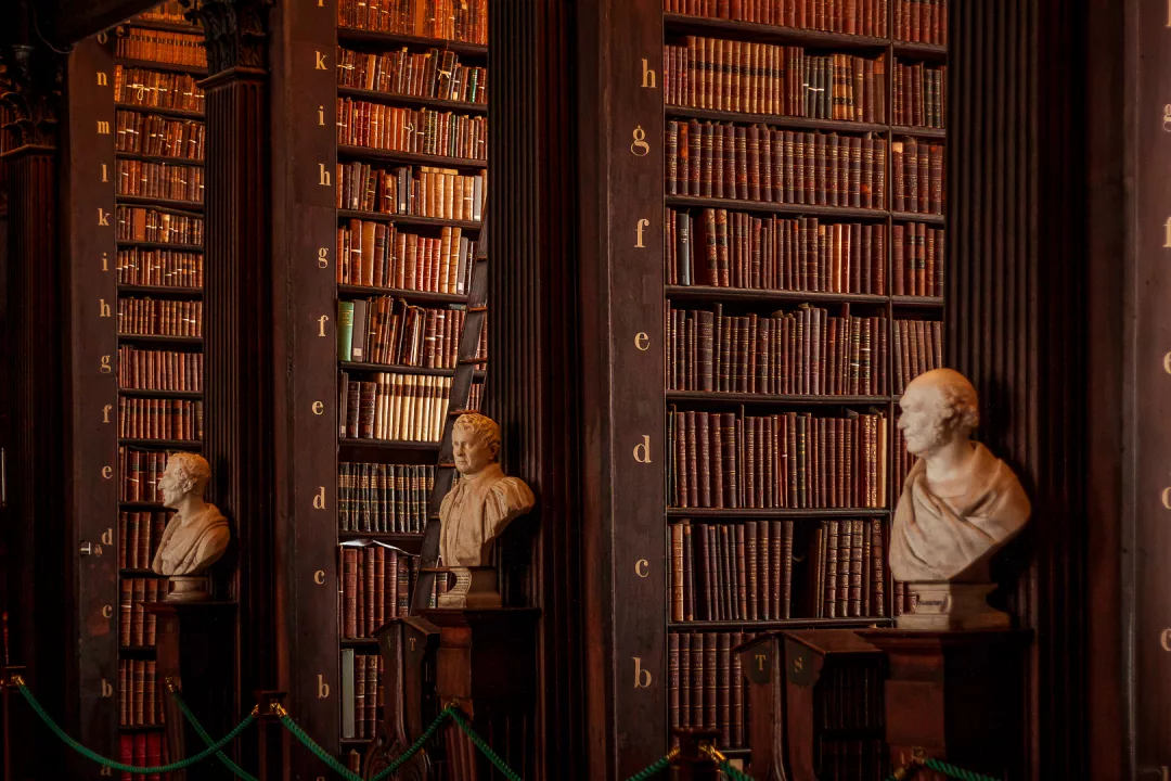 marble busts at trinity college library dublin