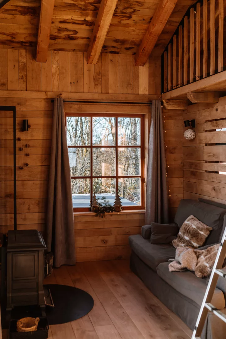 woodpecker lodge cozy forest cabin interior