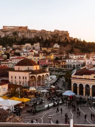 view from a rooftop bar in athens
