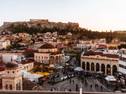 view from a rooftop bar in athens