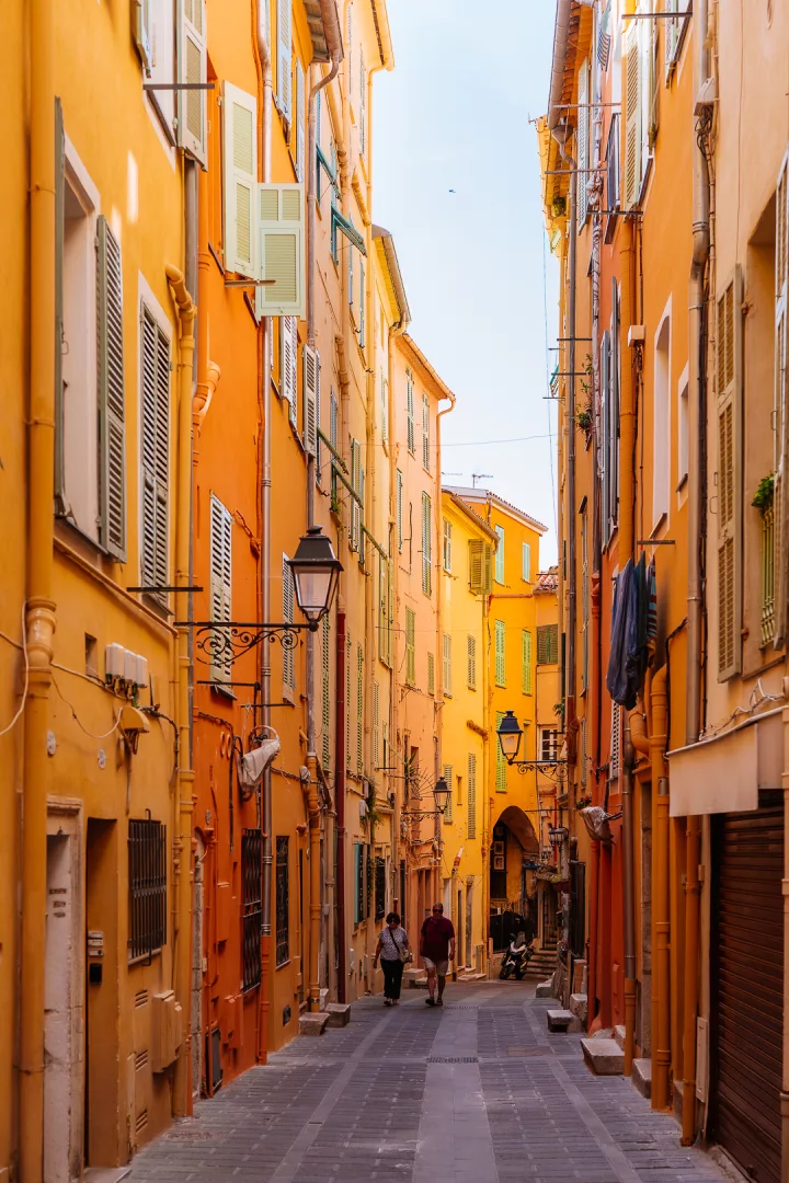 colorful street in menton