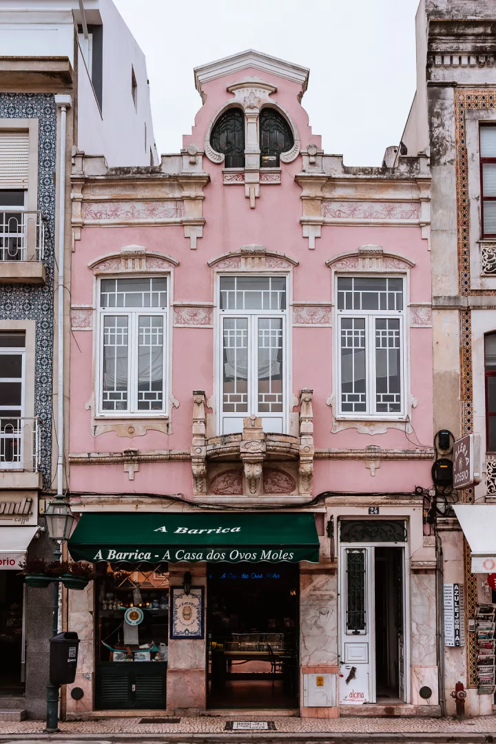 pink art nouveau house in aveiro