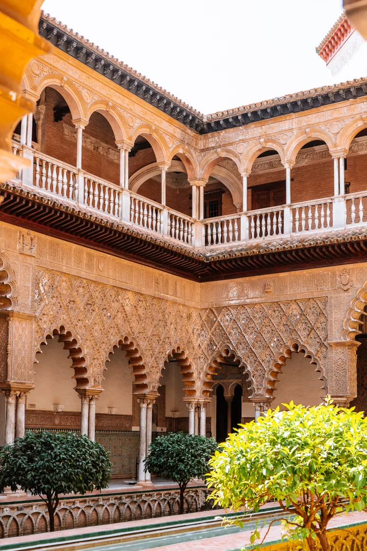 moorish arches at royal alcazar in seville