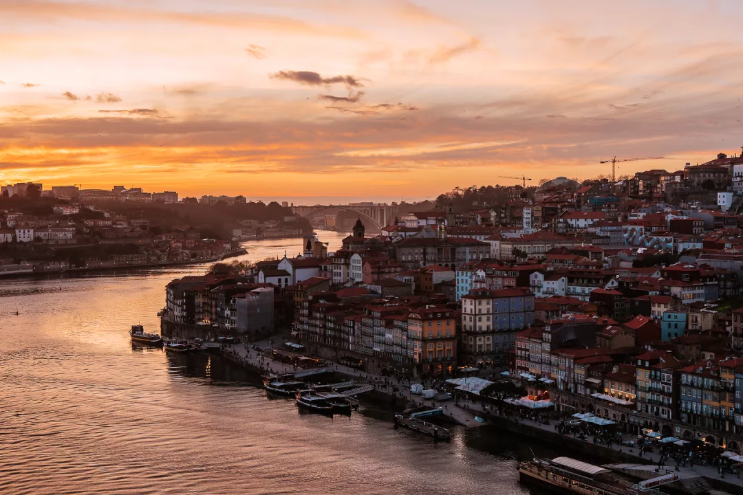 sunset in porto from a miradouro