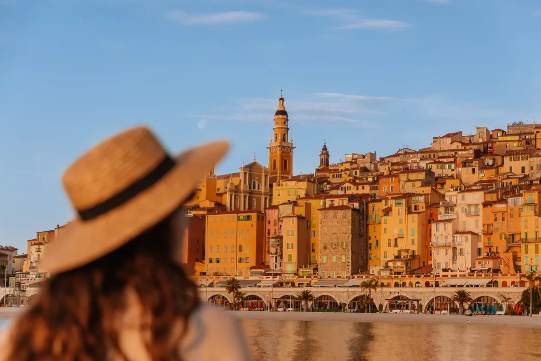 view of menton and a woman in a hat