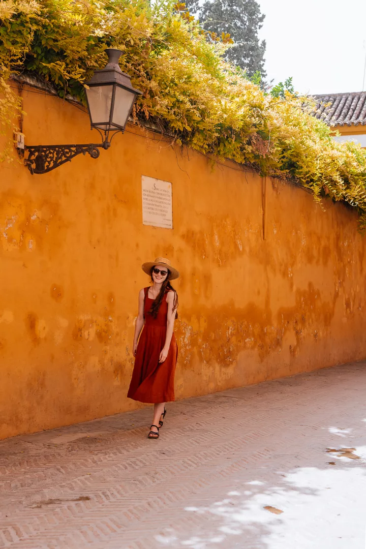 woman in the colorful streets of seville