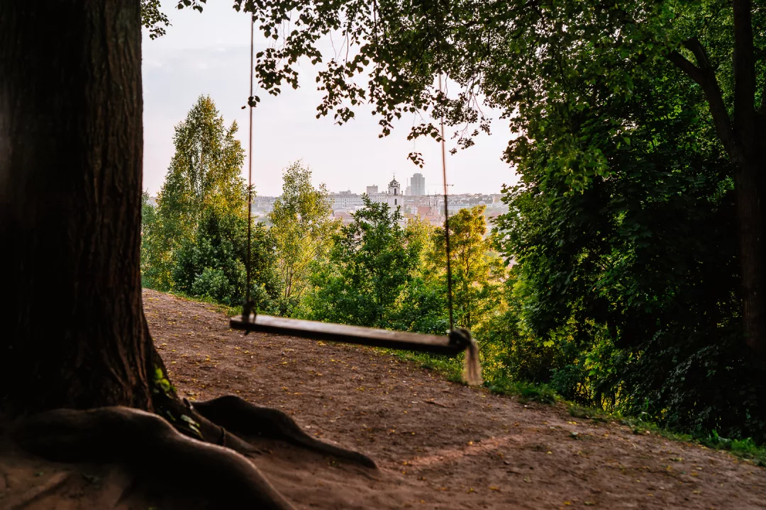 altana hill swing viewpoint over vilnius