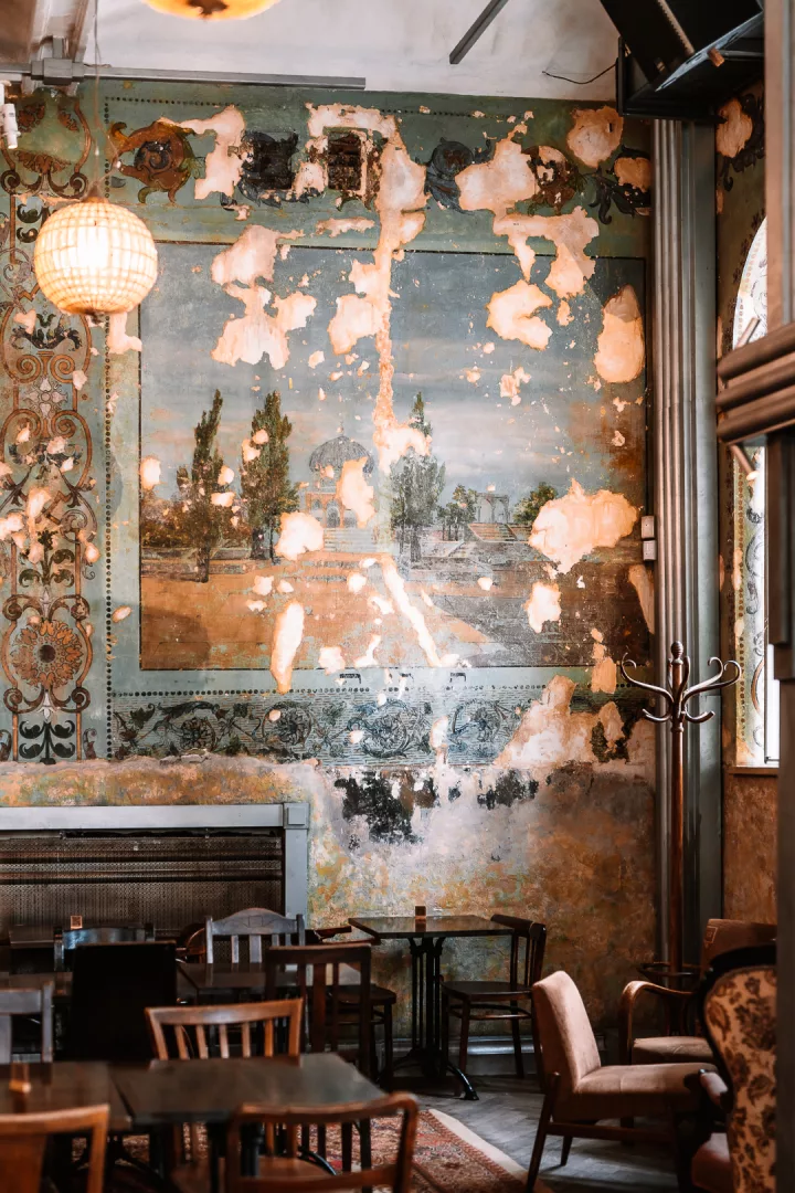 magical places, frescoes at hevre restaurant in krakow
