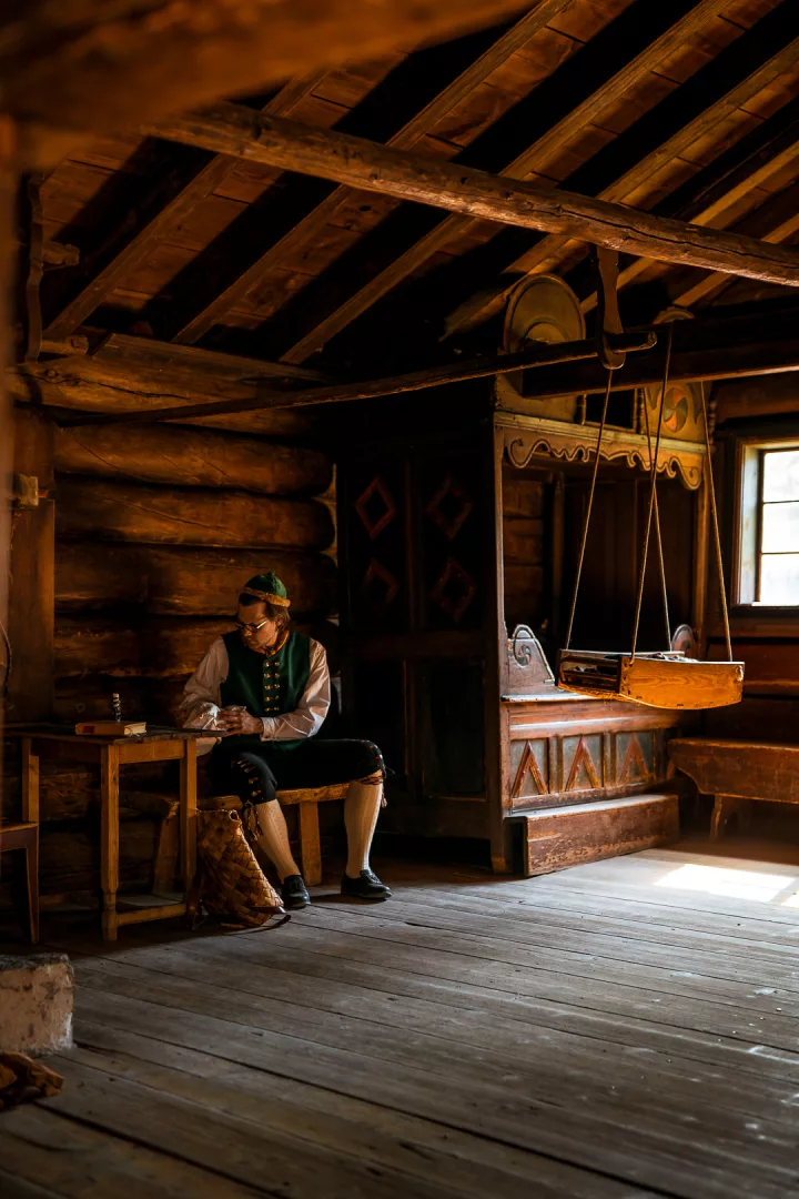 man crafting at norwegian museum of cultural history oslo