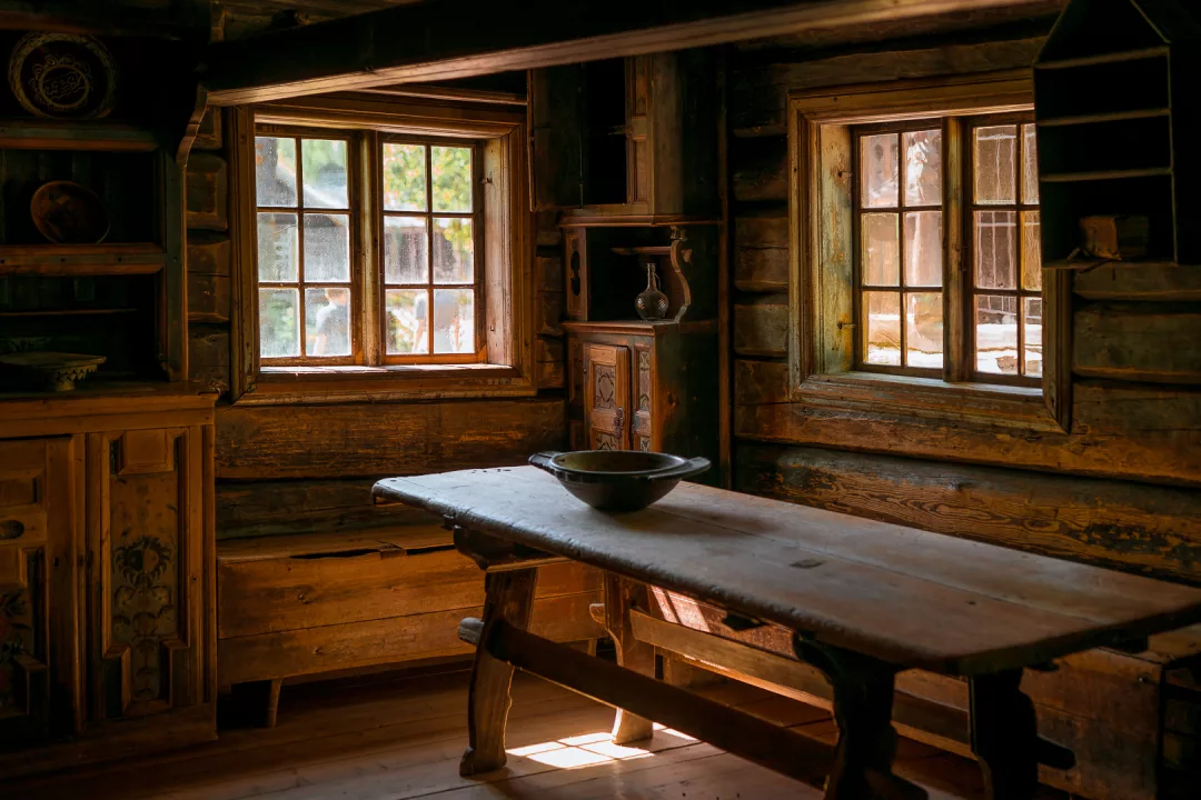 old farm interior at norwegian museum of cultural history oslo