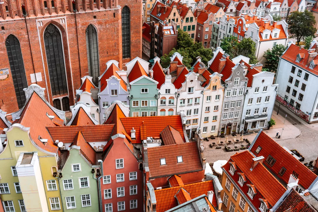 view of gingerbread houses in gdansk