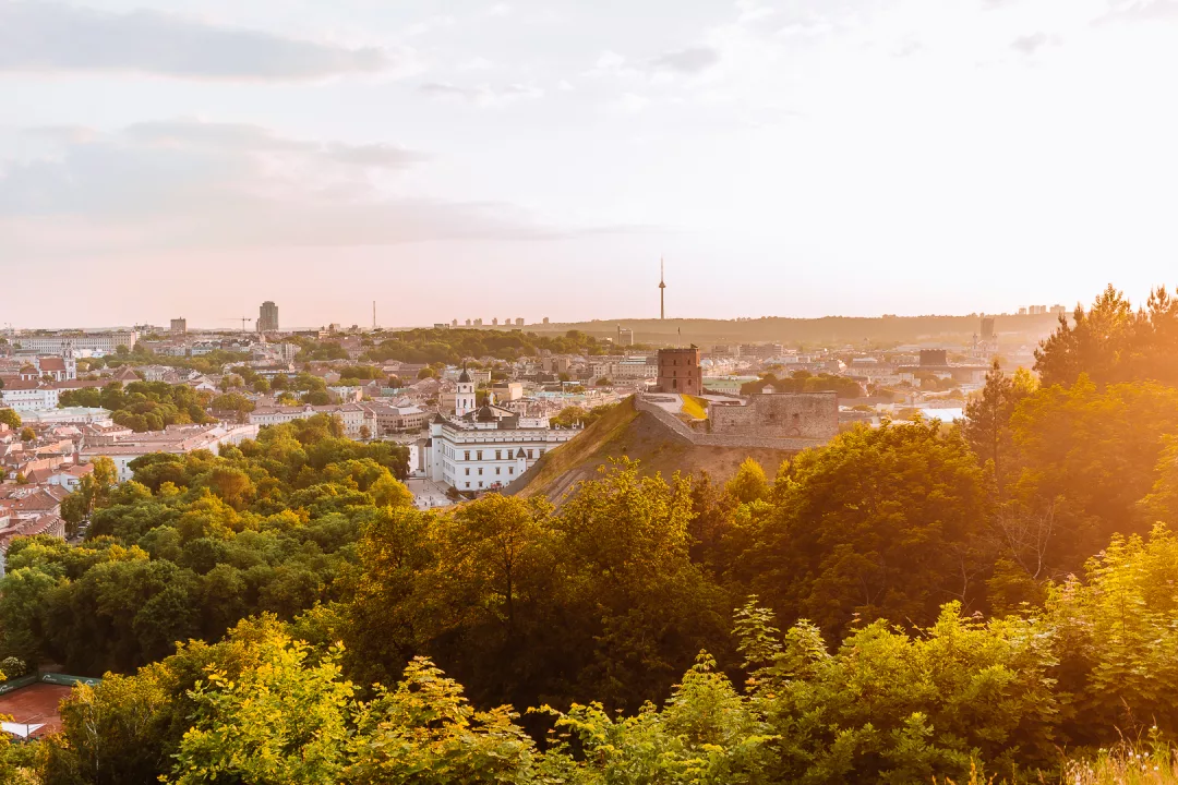 view of the sunset in vilnius