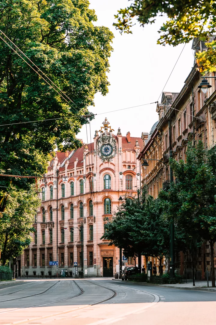beautiful art nouveau building in krakow