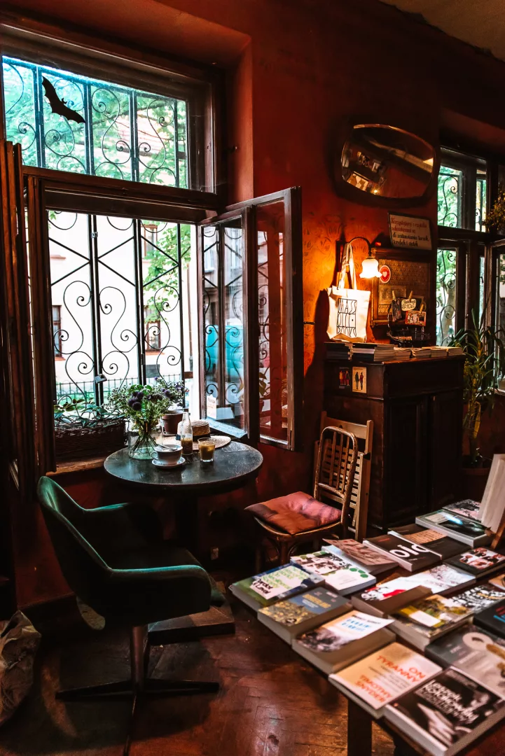 beautiful cafes in krakow, massolit books cafe